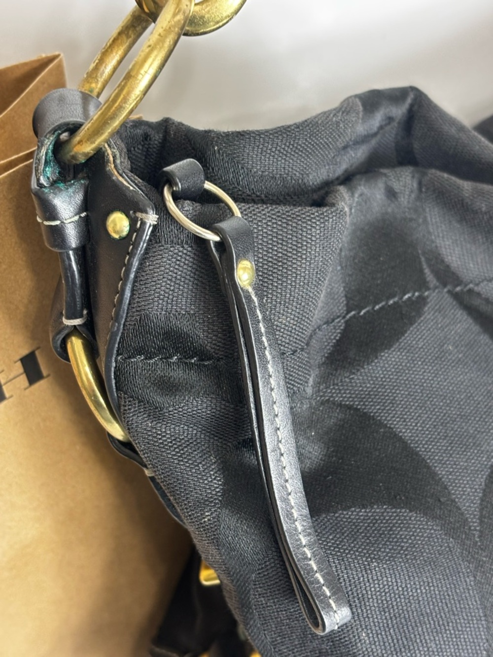 Coach Vintage Hobo Shoulder Bag in Black Canvas with Leather Straps - Picture 3 of 9